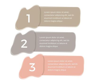 Infographic template with three abstract hand drawn shapes with place for numbers and text vector