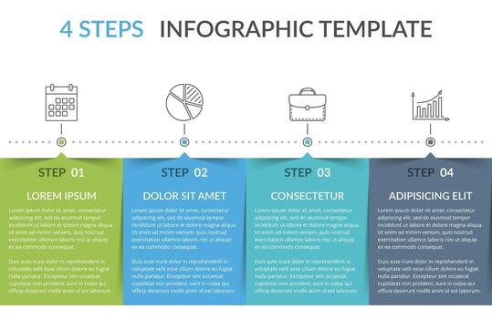 Four steps infographic template, workflow, process chart vector