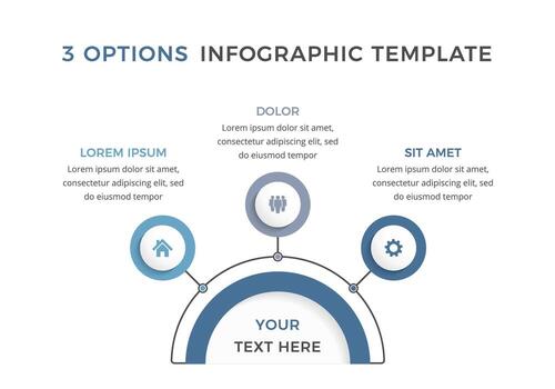 Business infographic design template with three connected options or steps, process, workflow template vector