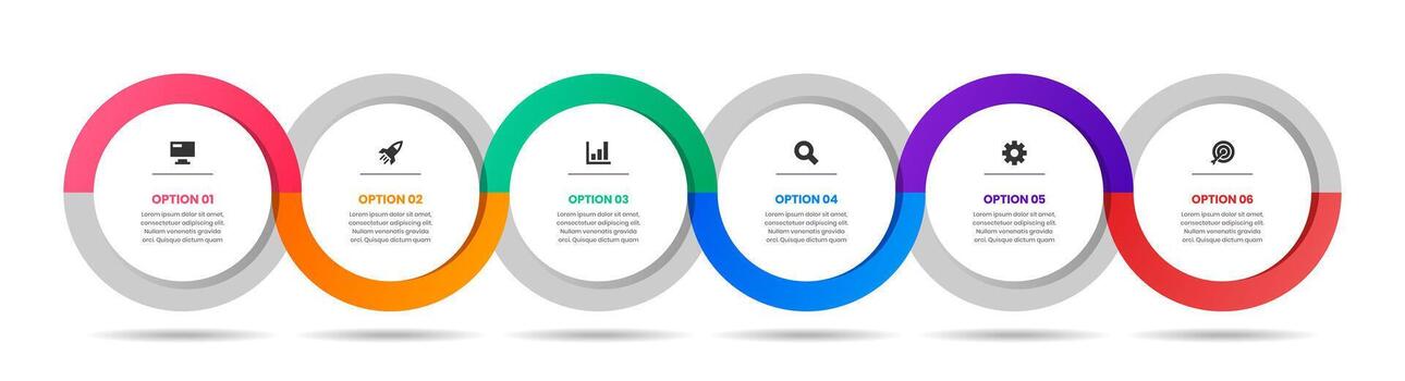 Circle Infographic Element Design Templates with Icons and 6 Options or Steps. Suitable for Process Diagram, Presentations, Workflow Layout, Flow Chart, Infographic vector