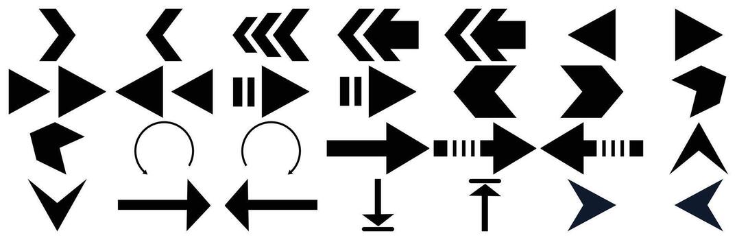 Arrow Symbols Set for Navigation and Direction Indicators vector
