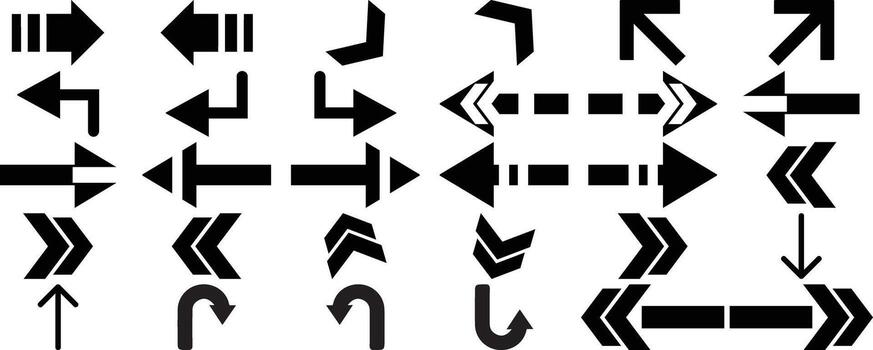 Arrow Icons for Movement, Guidance and Navigation Symbols vector