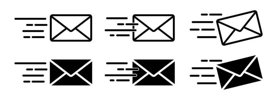 Envelope icon with fast tail effect. Fast mail icon set. Fast moving delivery concept. vector