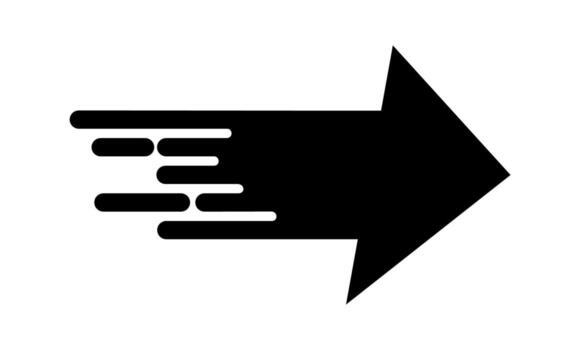 Right arrow icon with fast speed effect. Illustration designed for modern abstraction with symbols of speed, rush, progress, energy. Fast right arrow movement symbol on a white background vector
