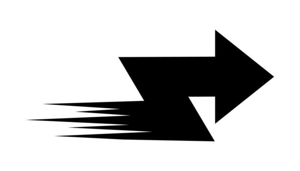 Right arrow icon with fast speed effect. Illustration designed for modern abstraction with symbols of speed, rush, progress, energy. Fast right arrow movement symbol on a white background. vector