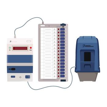 electrónico votación máquina preparar con controlar unidad, votación unidad, y vvpat sistema usado en moderno elecciones vector