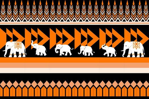 Boho Style Elephant Geometric Seamless Pattern vector