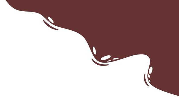 An abstract graphic features a flowing wave of dark brown liquid or chocolate against a white space, creating a dynamic and visually appealing design element. vector
