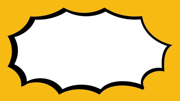 Retro comic speech bubble with a thick black outline against a yellow background. An empty white space inside the bubble provides space for text or graphics, ideal for graphic design. vector