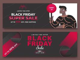 negro viernes rebaja web bandera o encabezamiento conjunto con especial oferta para publicidad enviar vector