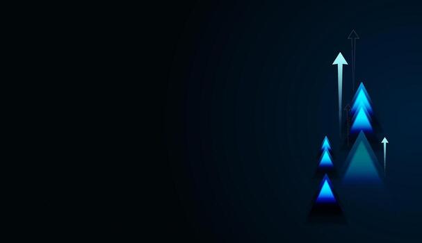 A digital abstract pattern of arrows highlights forward motion and central focus. It conveys innovation, technology, and structured advancement vector