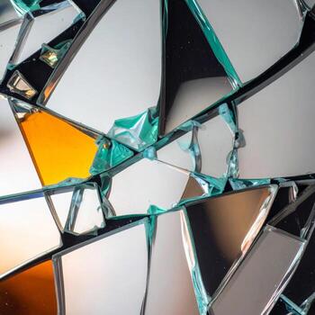 Abstract Close Up of Broken Mirror Shards with Angular Shapes and Reflective Surfaces photo