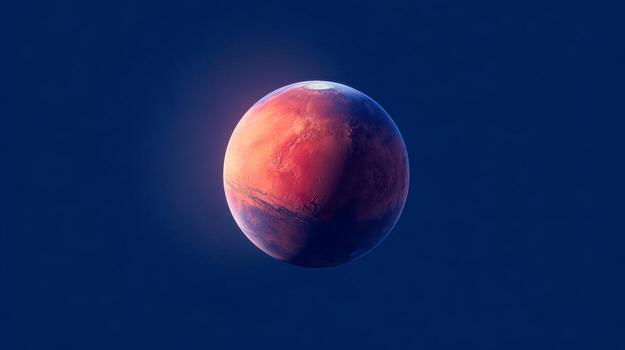 Mars displayed in space showing its red surface and distinct features photo
