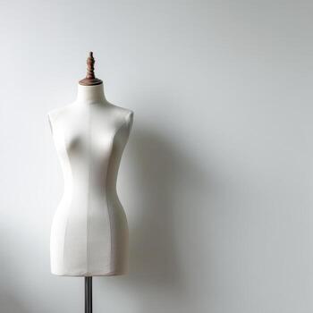 Mannequin on display in minimal studio setup featuring plain white background for mockup purposes photo