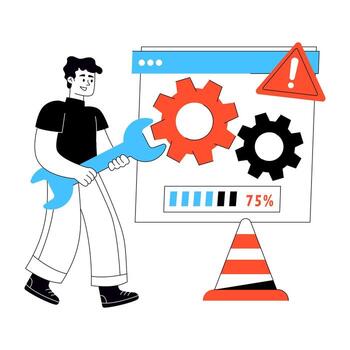 Man fixing website maintenance issues vector