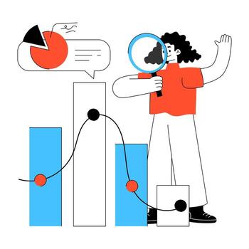 Person analyzing data trends and graphs vector