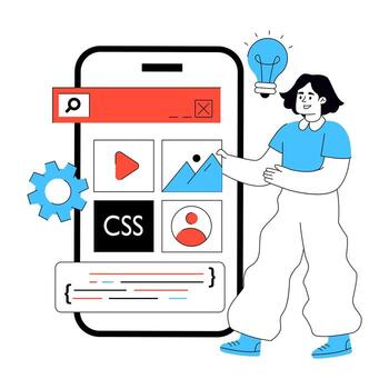 Mobile app design illustration with user interface vector