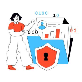 Data security illustration with a character vector