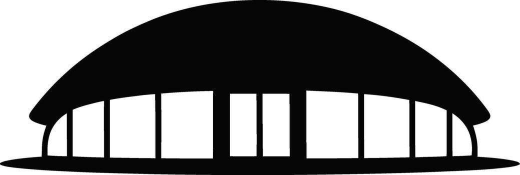 Modern architectural building silhouette with curved roof and rectangular windows vector