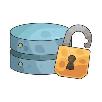 Database and padlock illustration vector