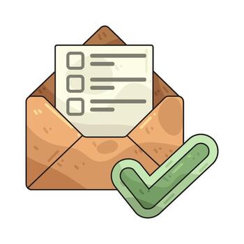 encuesta correo electrónico con marca de verificación vector