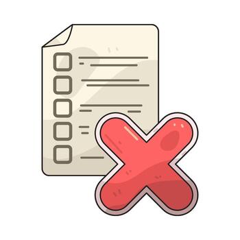 Checklist with a red cross mark vector