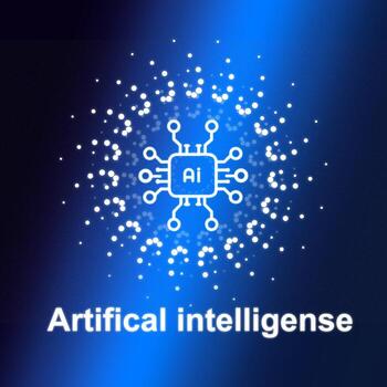 visual representación de artificial inteligencia tecnología con circuito patrones en un azul iluminado antecedentes foto