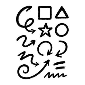 Brush stroke arrows and abstract sketch expressive artistic with ink texture vector