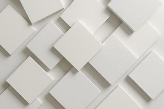 Minimal White Square Pattern with 3D Overlapping Geometric Shapes photo
