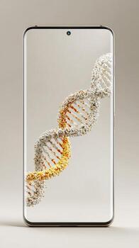 Smartphone showing rotating dna double helix structure photo