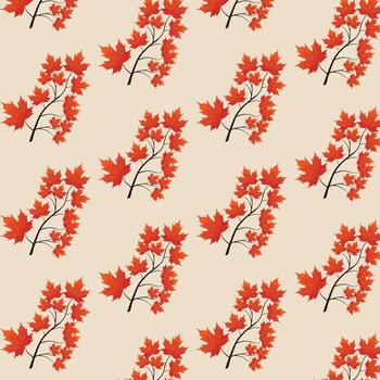 a pattern with red maple leaves on it vector