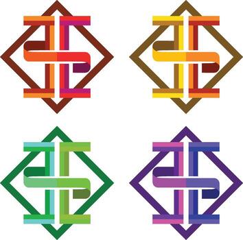 illustration featuring a set of four unique abstract and intricate geometric patterns arranged in a diamond shape. This versatile collection is perfect for a wide variety of modern and creative vector