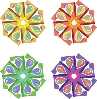 A modern and abstract illustration featuring a set of four unique designs with stylized liquid drops and a minimalist star shape. This collection is ideal for a wide range of creative projects, vector