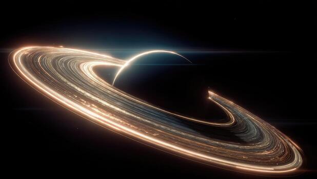 Saturn ring in space with bright light photo