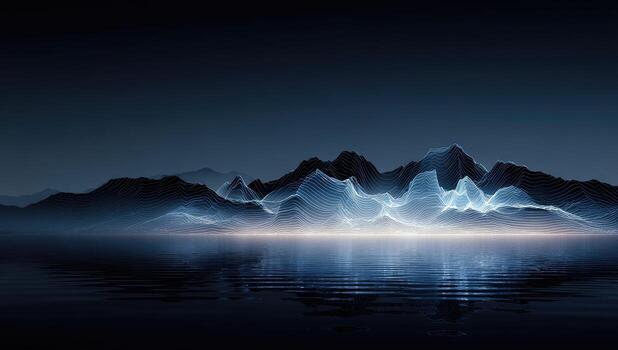 A mountain range with lights on it photo