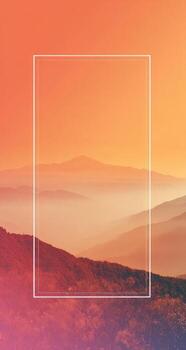 A picture of a mountain range with a square frame photo