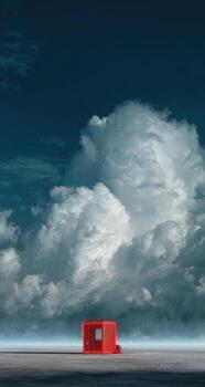 A red box sits in the middle of a field photo