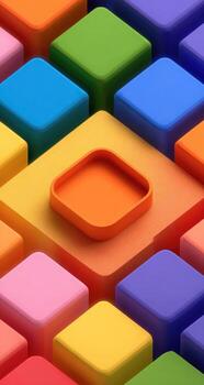 Colorful cubes with a square in the middle photo