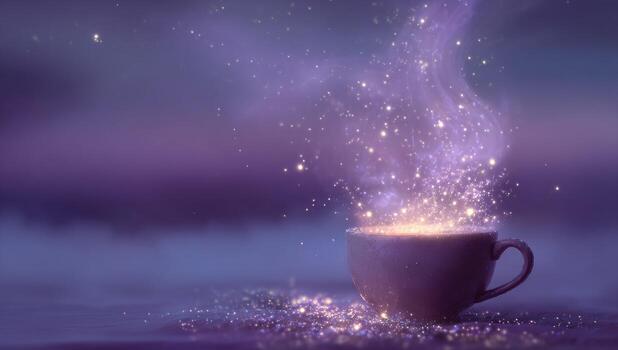 A cup of coffee with a spark coming out of it photo