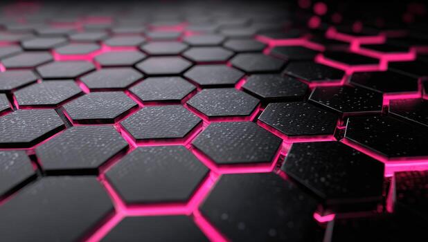 A black and pink background with hexagonal shapes photo