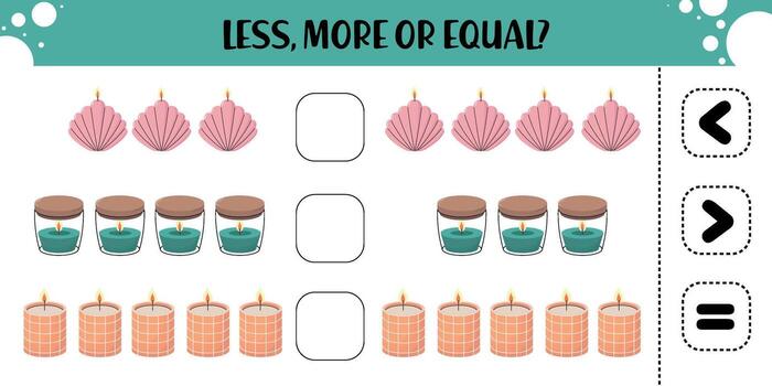 Menos más o igual vela contando juego vector