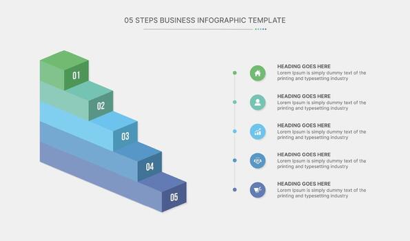 Business Growth Bar Chart Infographic Template Design with 5 Steps vector