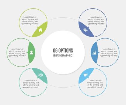 Circular Round Infographic Template Design With 6 Steps, Process Workflow Diagram vector