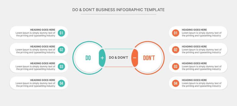 Dos and Don'ts, Pros and Cons, Vs, Versus Comparison Infographic Design Circle Template vector