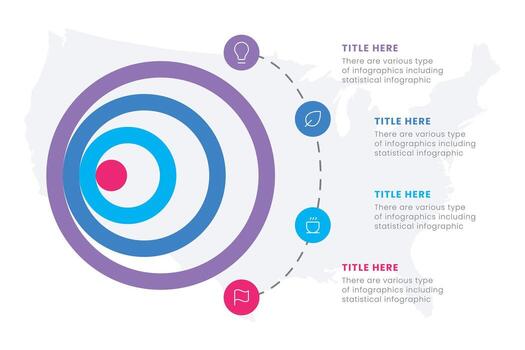 Target Infographic design template with 4 steps for, business, presentations. vector