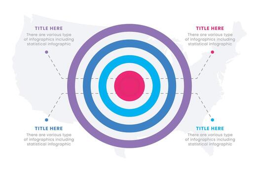 Target Infographic design template with 4 steps for web, business, presentations. vector