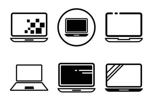 colección de ordenador portátil íconos presentando diferente diseños y estilos, adecuado para tecnología y diseño proyectos vector