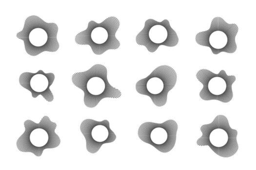 circular sonido ola patrones con radial líneas y geométrico formas para audio visualización o música gráficos. vector