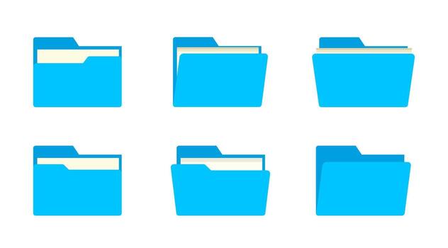 Blue Folder Icon set, Document illustration for Office in Flat Style, Isolate Data Graphic elements design, Business Infographics vector