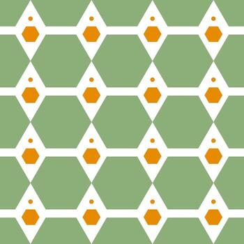 Geometric seamless pattern with circles, rhombuses and polyhedra vector